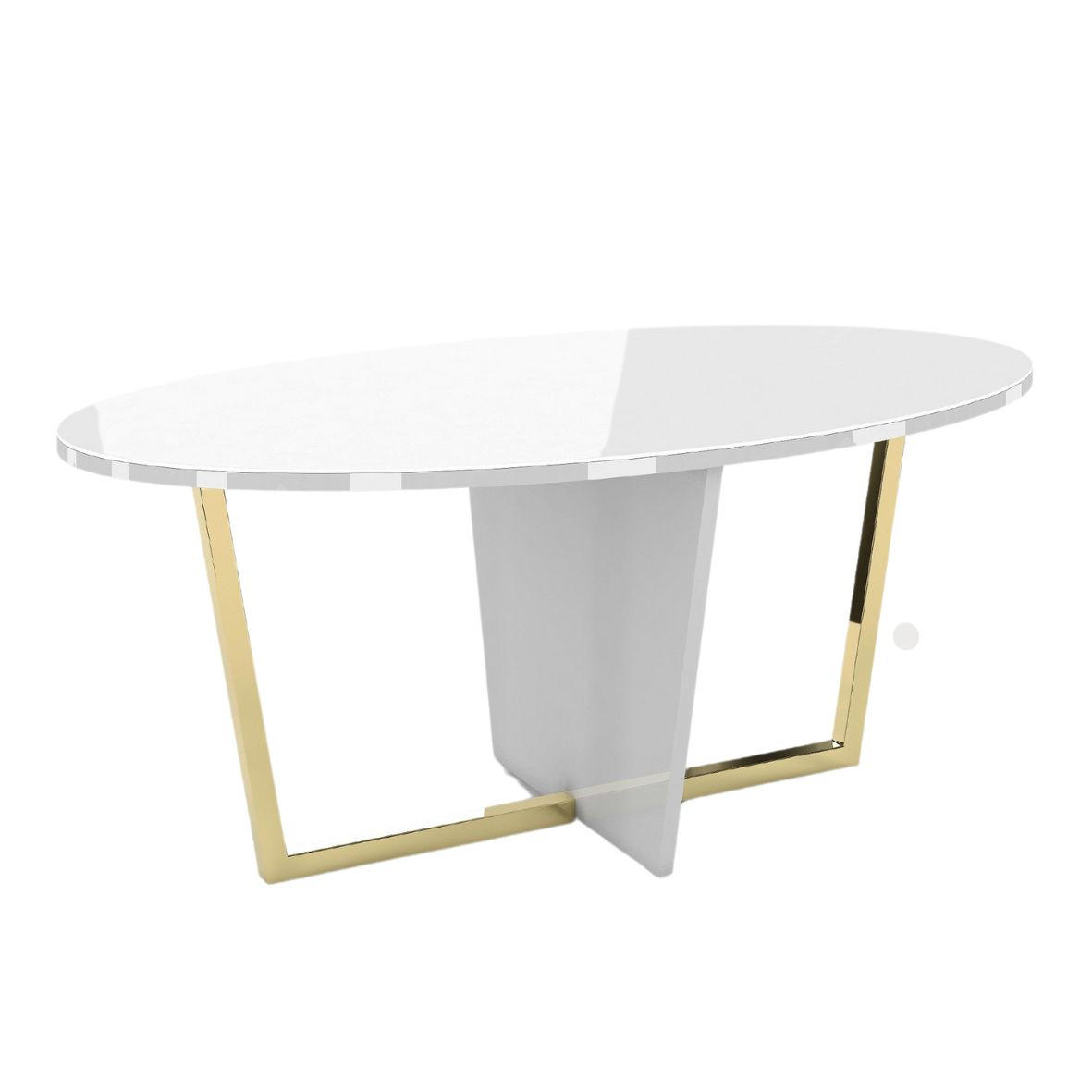 COUCHTISCH Rocket Weiß, Goldene Metallgestell, Hochglanz - Goldfarben/Weiß, Glas/Holzwerkstoff (60/110/45.5cm) - Dancan