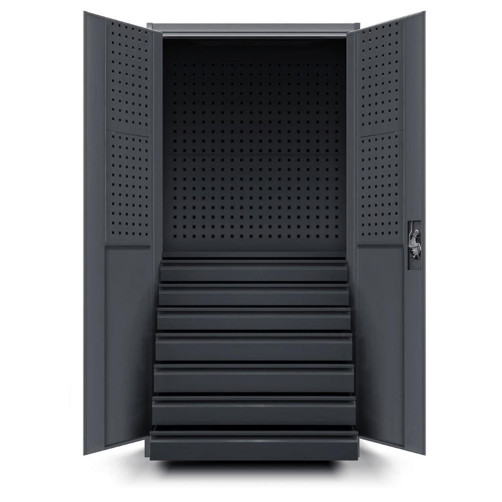 WERKZEUGSCHRANK mit Schubladen TOM 185x92x50cm Anthrazit - Anthrazit, Metall (92/185/50cm) - DELUKE