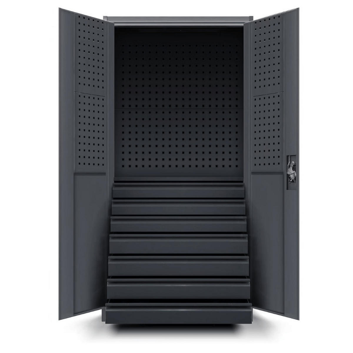 WERKZEUGSCHRANK mit Schubladen TOM 185x92x50cm Anthrazit - Anthrazit, Metall (92/185/50cm) - DELUKE