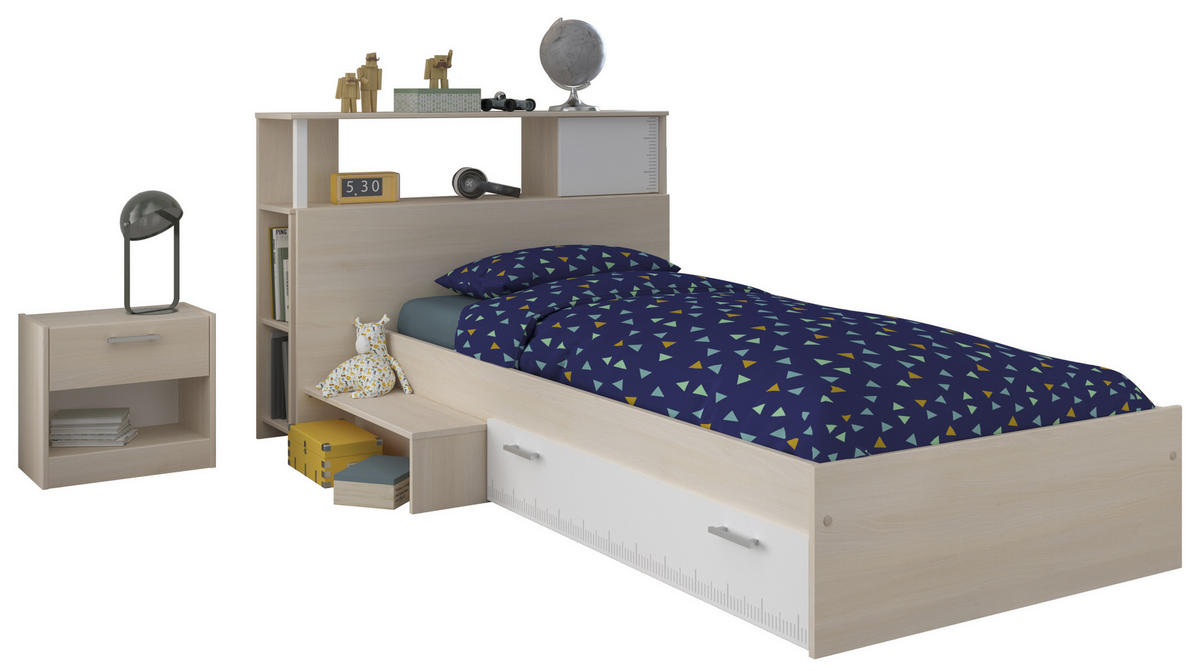 JUGENDZIMMER Charly 17 in Akazie und Weiß 3 teilig - Braun, Holzwerkstoff (120/200/80cm)