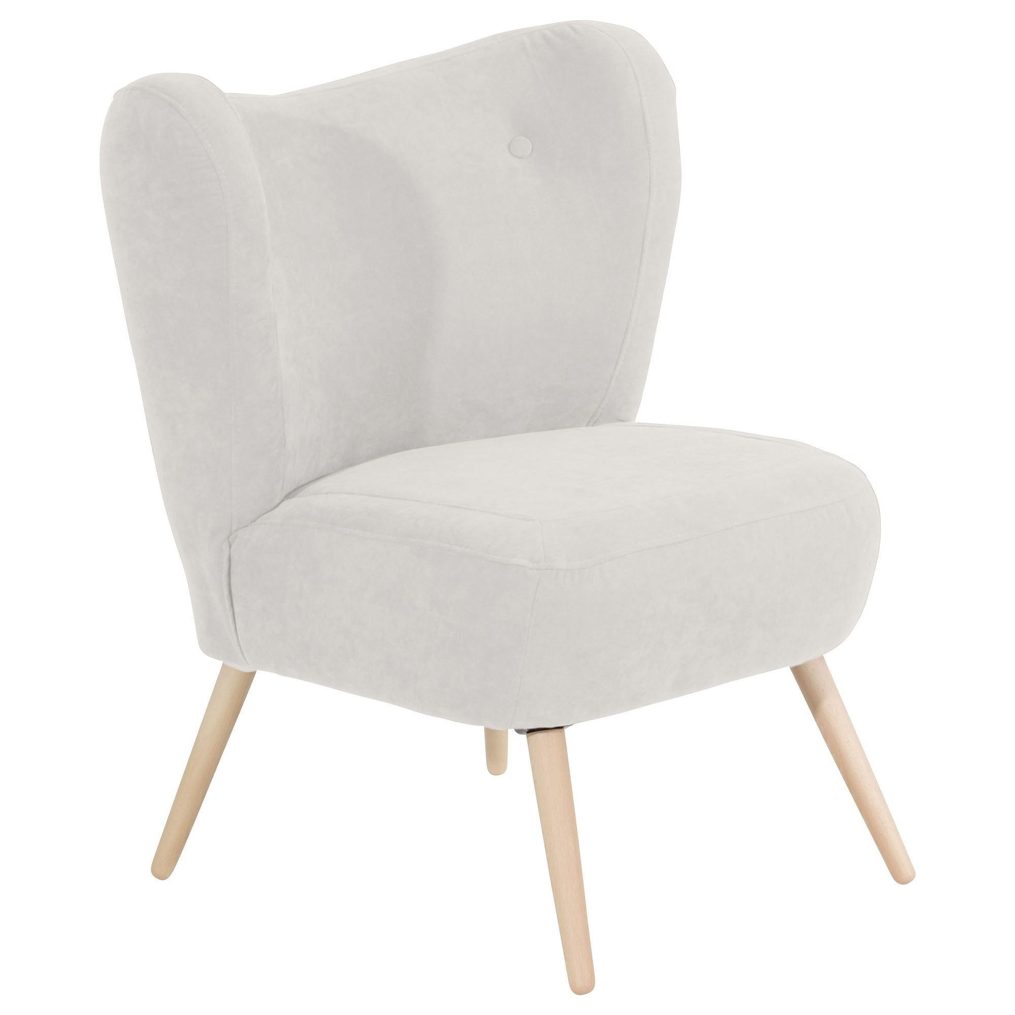 SESSEL Kathy Bezug Veloursstoff Buche natur / creme - Weiß, Kunststoff (70/86/69cm) - 58aufmkessel