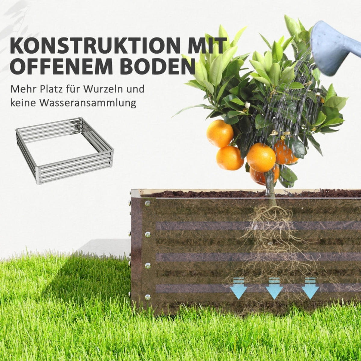 HOCHBEET 120/120/30 cm Silber (ohne Boden) - Silberfarben, Metall (120/30/120cm) - Oxeza
