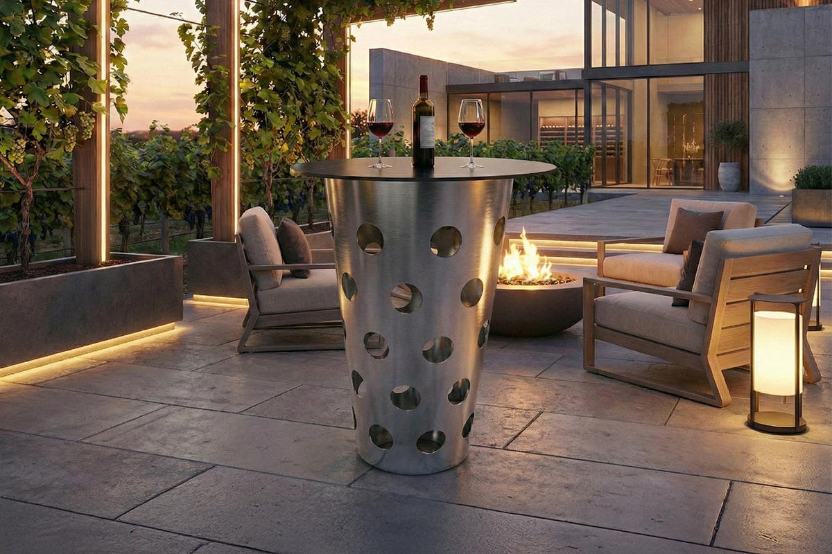 BARTISCH VINO Silber Metall - Silberfarben, Metall (80/80/111cm) - KAWOLA