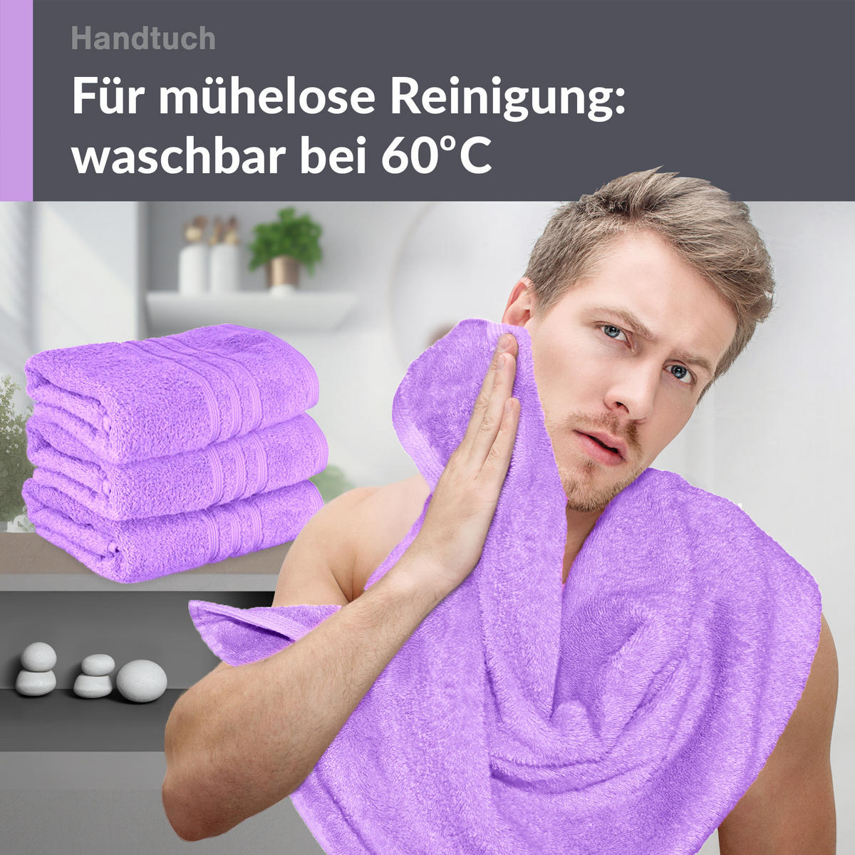 HANDTUCH 50x100 cm London Flieder Lila 4er Set - Flieder, Textil (50/100cm) - Lashuma