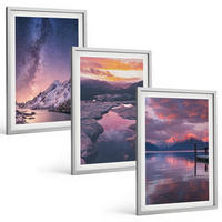 BILDER SET 3er Set - 40x60 cm Silberner Rahmen - Berge, Wasser, wunderschöne Landschaften - Silberfarben, Kunststoff (40/60cm) - TULUP
