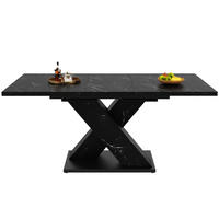 AUSZIEHTISCH Schwarz Marmoroptik 119-159/80/75 cm - Schwarz, Holz (80/119/75cm) - PANGIVO