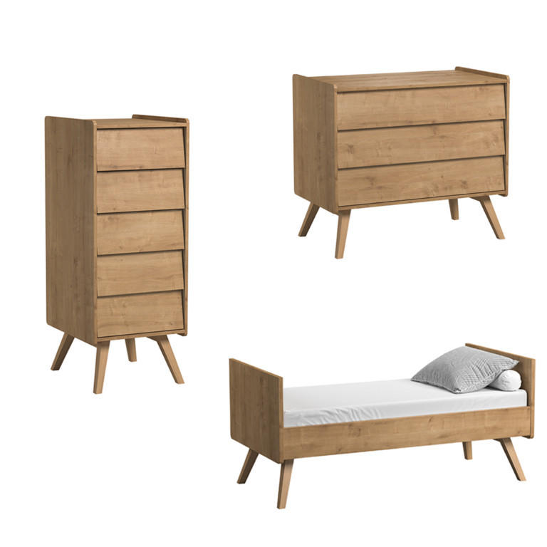 BABYZIMMER 3-teilig Holz - Braun, Holzwerkstoff (145/103/75cm) - Petits-meubles