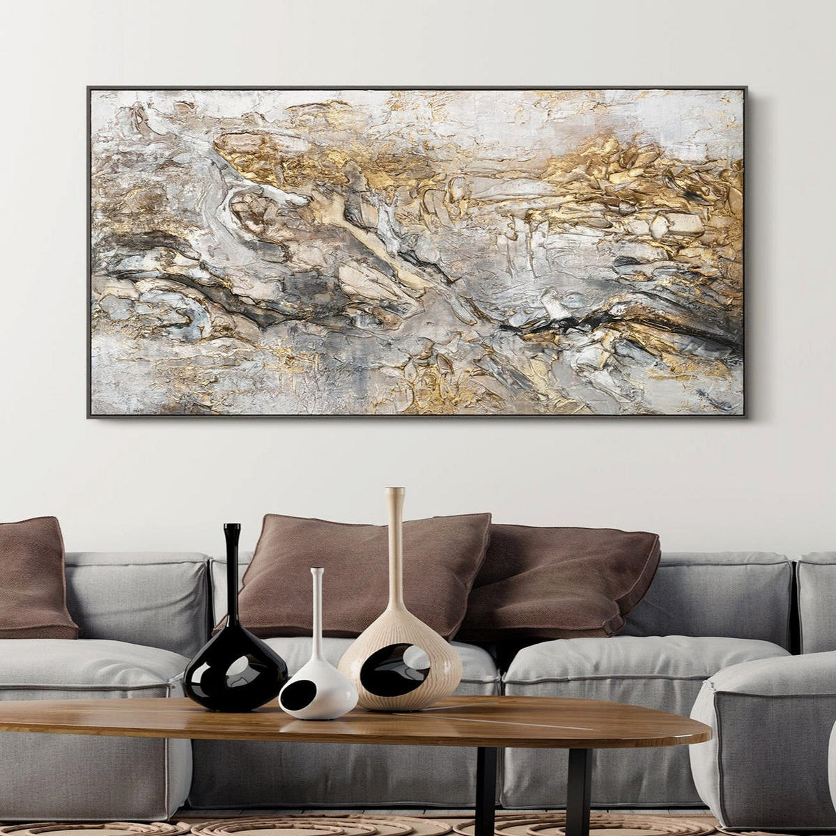GEMÄLDE Klassik Schattenfugenrahmen Grau 200x100 cm - Grau, Holz (200/100cm) - YS-art gallery