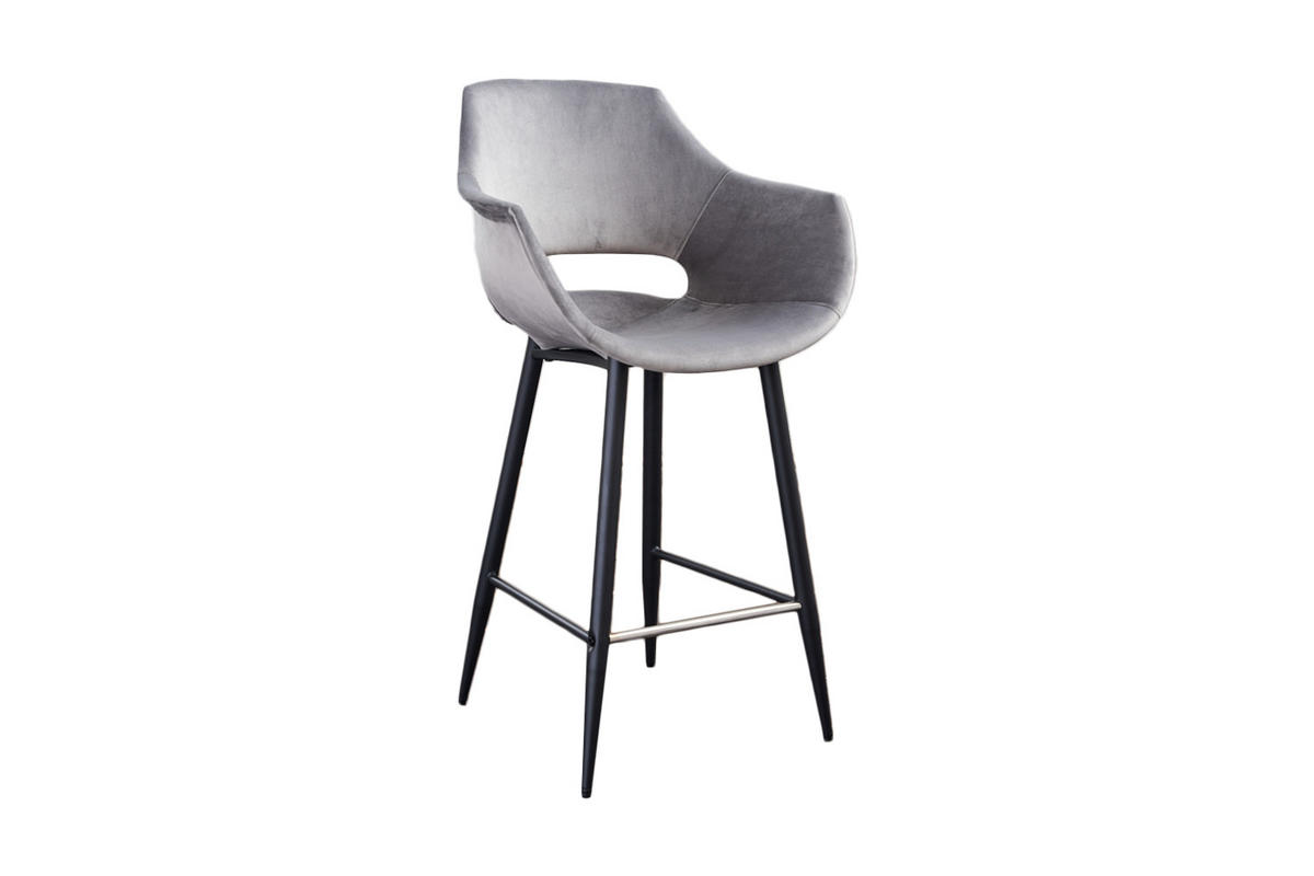 BARHOCKER ZAJA Grau Velvet - Grau, Textil (57/114/59cm) - KAWOLA