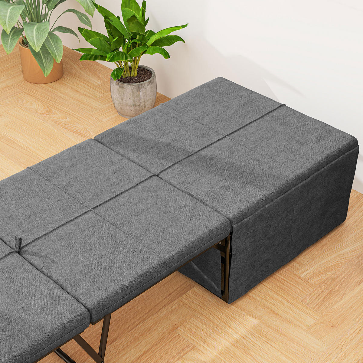 KLAPPBETT ca. 190x60 cm Gästebett mit 8cm Schaumstoff Matratze, faltbar Grau - Grau, Textil/Metall - HOMCOM