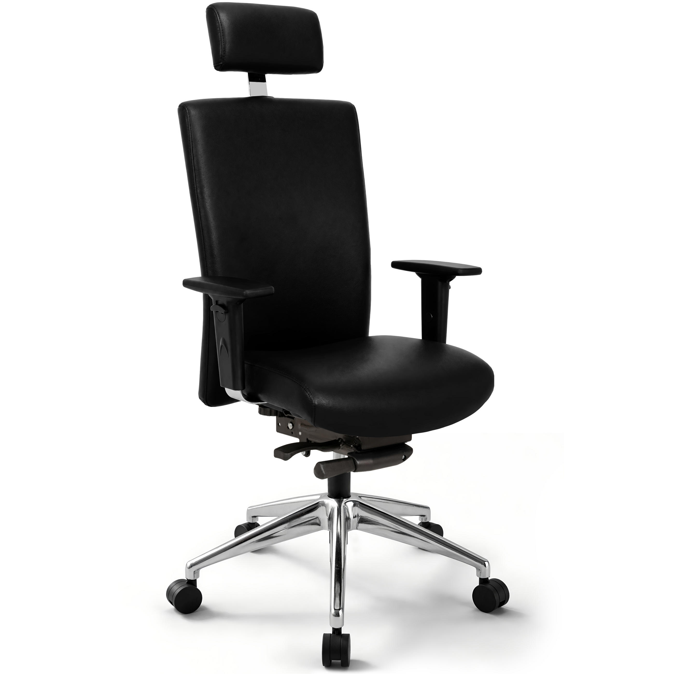 CHEFSESSEL Terox Leder Schwarz - ergonomisch, 150 kg belastbar, Sitzhöhe 48-60cm - Schwarz, Kunststoff/Textil (65/112/60cm) - Versee