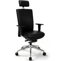 CHEFSESSEL Terox Leder Schwarz - ergonomisch, 150 kg belastbar, Sitzhöhe 48-60cm - Schwarz, Kunststoff/Textil (65/112/60cm) - Versee