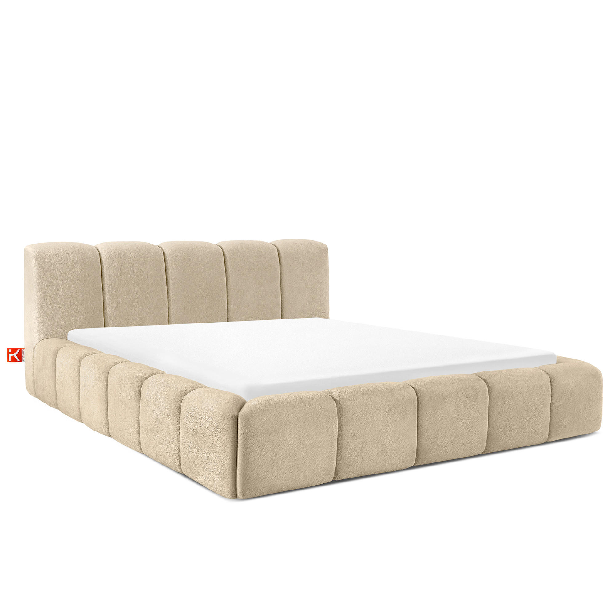 POLSTERBETT OLMIRA - Beige/Schwarz, Holz/Holzwerkstoff (182/203cm) - KONSIMO®