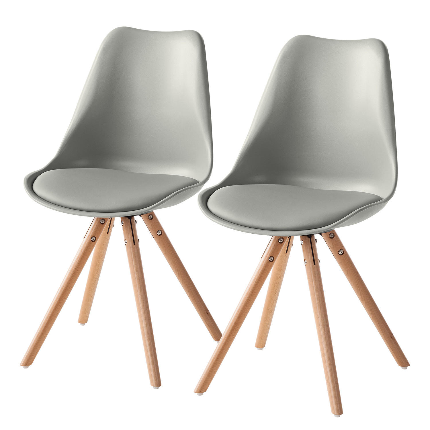 ESSZIMMERSTUHL-SET - Buchefarben/Hellgrau, Holz/Kunststoff (48/84/54cm) - home24