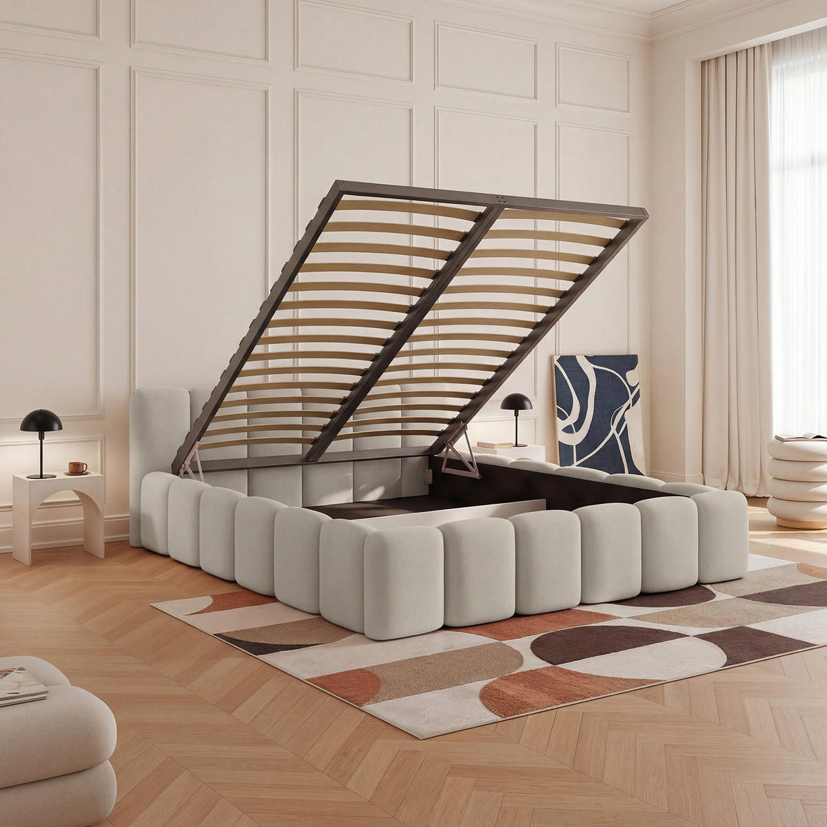 POLSTERBETT KILONIA 180x200 cm, Creme - Creme, Textil (200/180cm) - Fedve