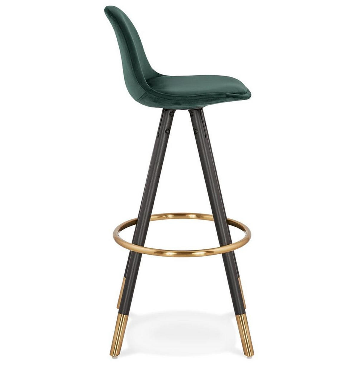 BARHOCKER Samt Holzbeine Sitzhöhe 75cm Eleganter Stil LURALI, Grün 41x41x97 cm - Schwarz/Grün, Buchenholz/Textil (41/97/41cm) - KADIMA DESIGN