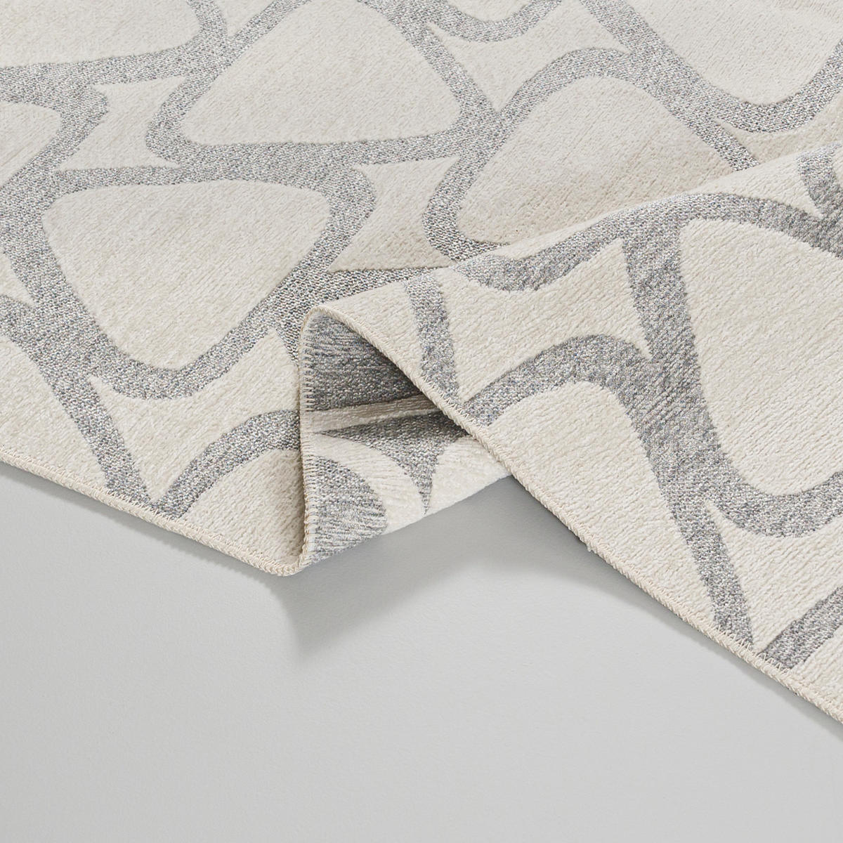TEPPICH Zweiseitiger Beige Modern Geometrisch - Kurzflor Rechteckig Weich - Graphit Creme Grau - 80 x 150 cm - Beige/Creme, Textil (80/150cm) - Mazovia