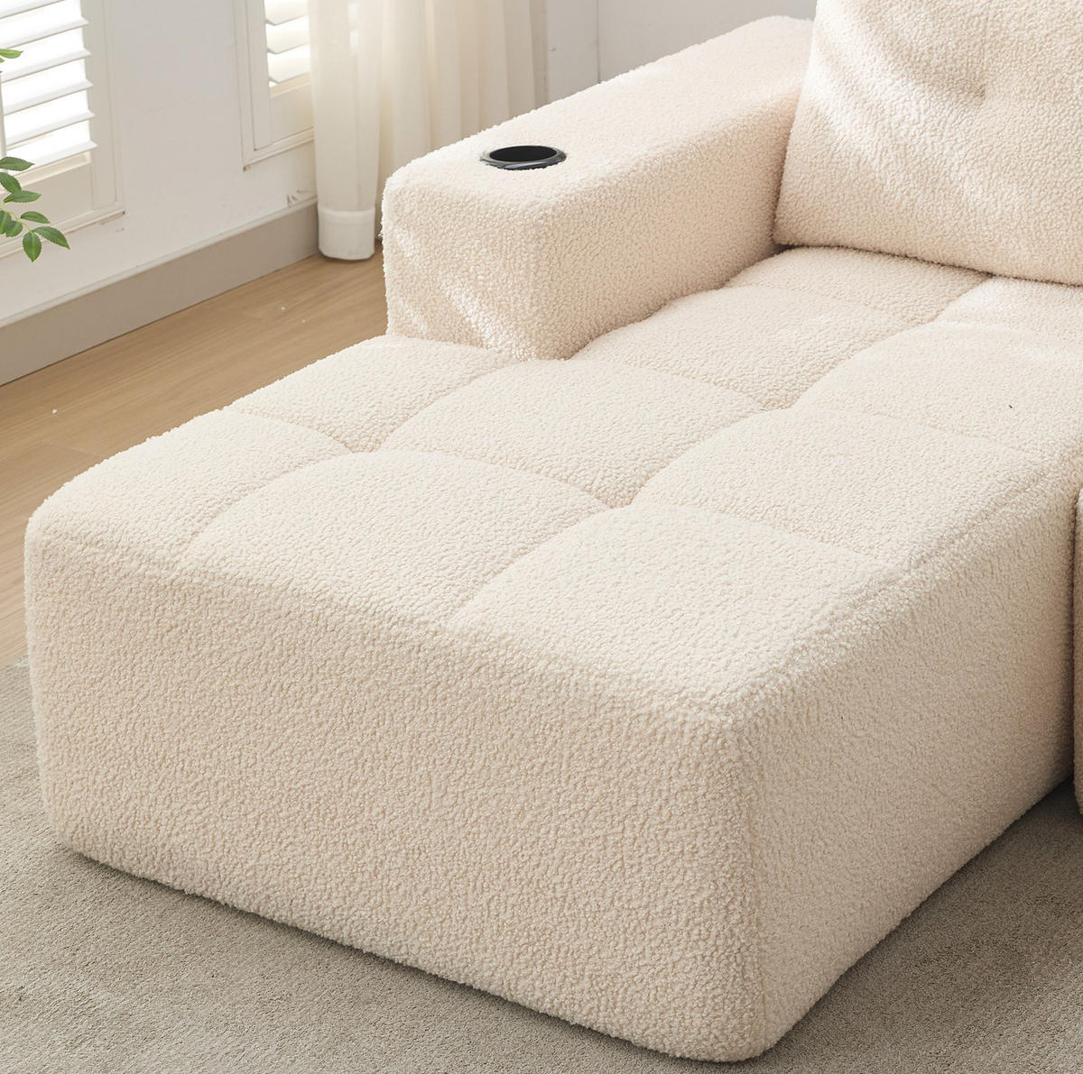 ECKSOFA 258 cm mit Becherhaltern, tiefer Sitzfläche und Polyesterbezug, Beige - Beige, Textil (258/163cm) - Redom
