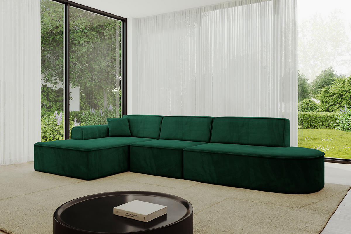 ECKSOFA Ottomane Links IREA-L2-v3 - 318x165x76 cm Grün - Grün, Holzwerkstoff/Textil (318/165cm) - ALTDECOR