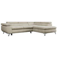 ECKSOFA PEDRO L Beige Velvet - Rechts Seite - Beige/Schwarz, Textil/Metall (273/208cm) - MKS