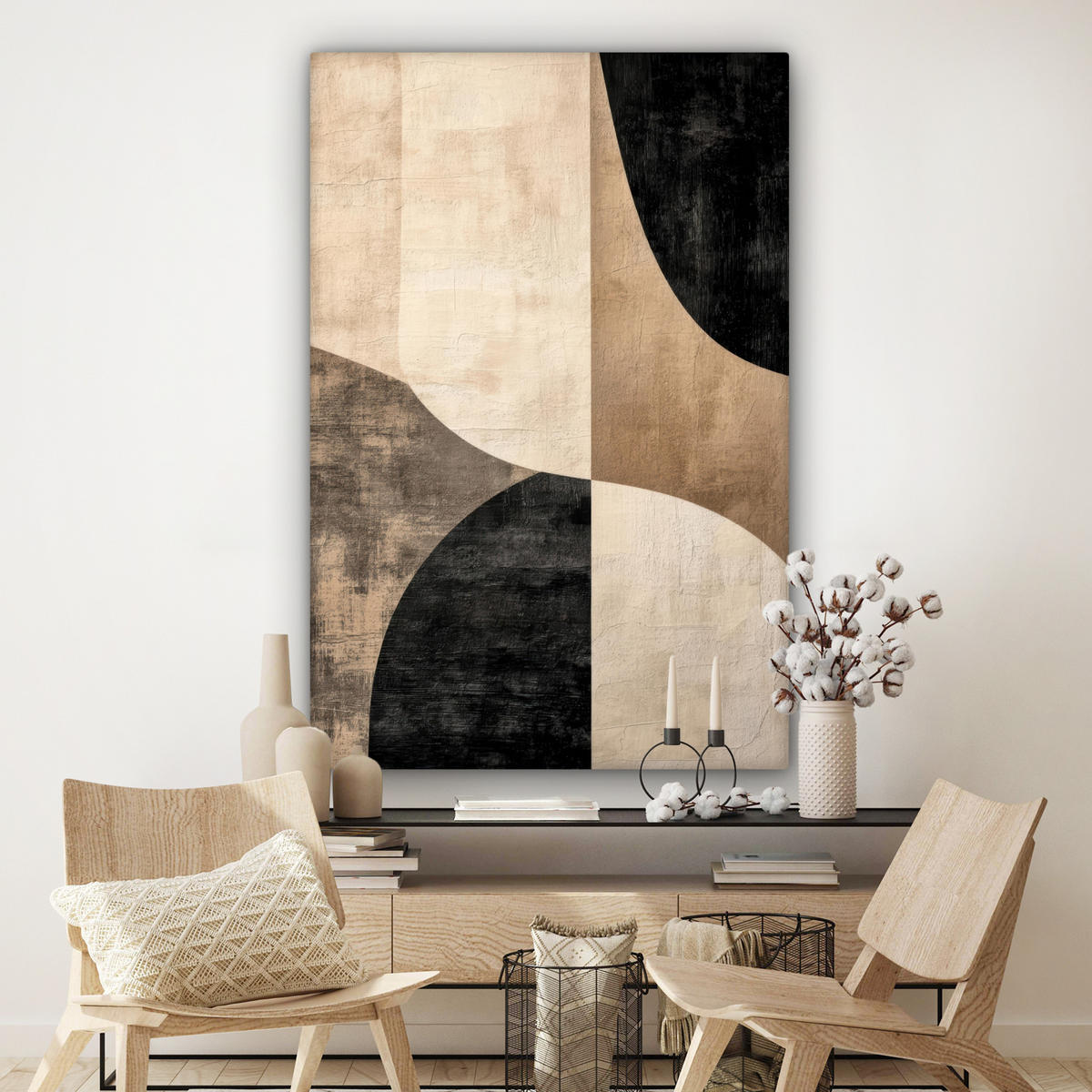 SLIKA NA PLATNU Apstraktne površine 90x140 cm - bež, tekstil (90/140cm) - MuchoWow