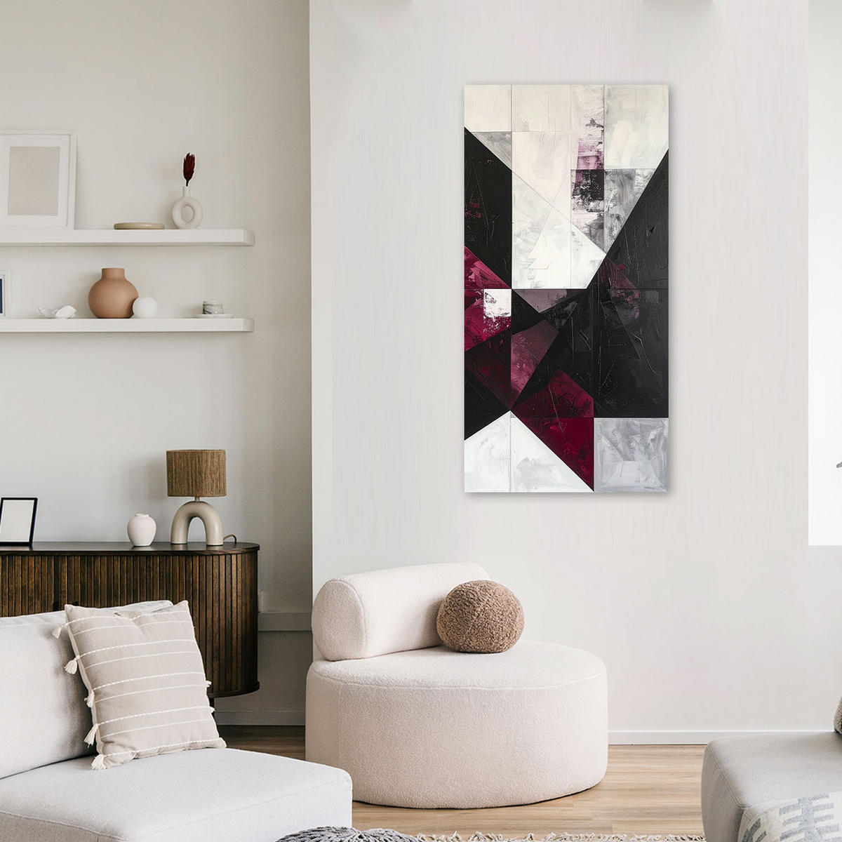 LEINWANDBILD 3D und geometrisch 50x100cm - Rot, Textil (50/100cm) - Feeby