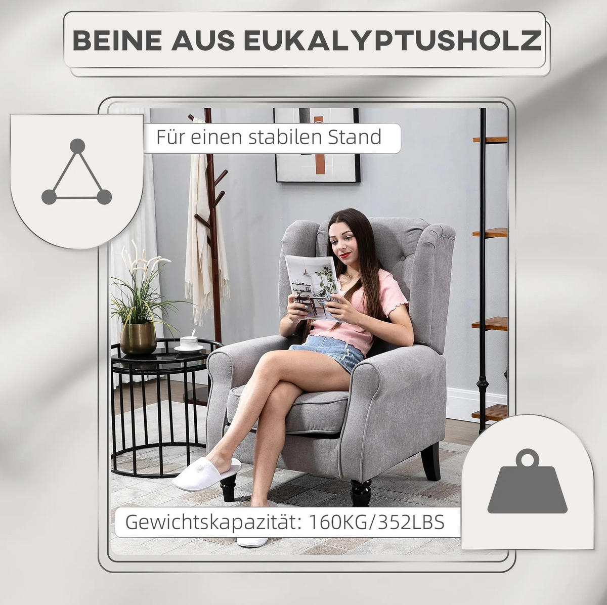 KŘESLO 86/74/102 cm šedé z polyesteru s vysokým opěradlem a knoflíkovým prošíváním - šedá, textil (86/102/74cm) - OKWISH