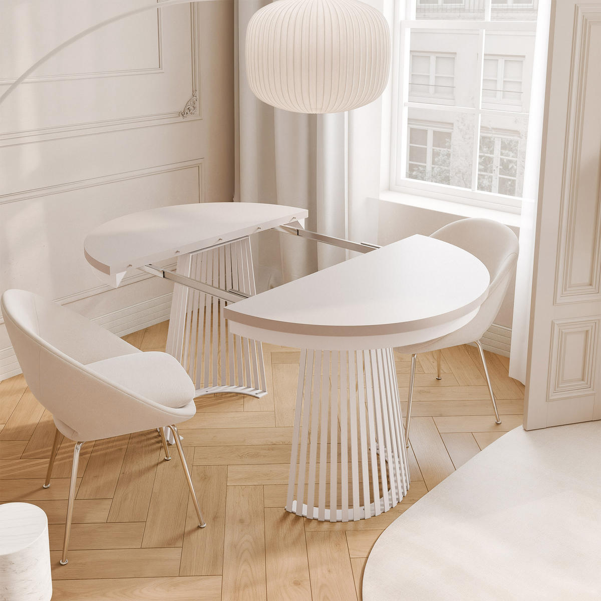 AUSZIEHTISCH AUREA 100-180/75 cm, Weiß / Kaschmir - Kaschmir/Weiß, Holzwerkstoff/Metall (100/100/75cm) - Idohome