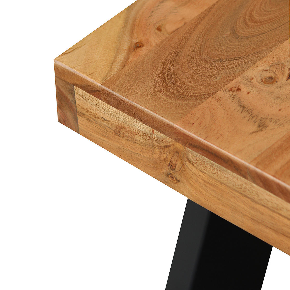 SITZBANK - Metall / Massivholz - Schwarz - Schwarz/Akaziefarben, Holz/Metall (160/45/38cm) - home24