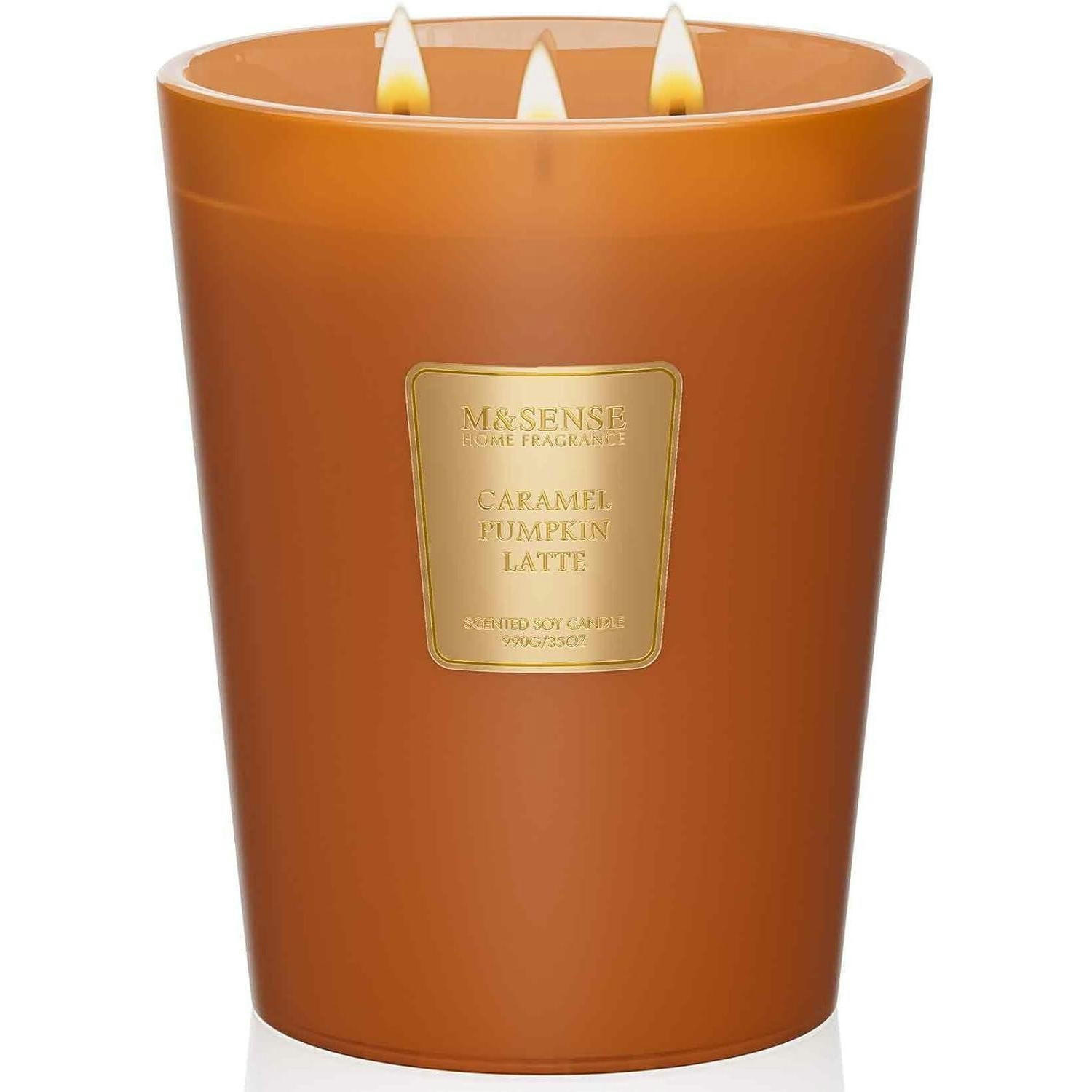 DUFTKERZE Karamell Kürbis 3 Docht Sojawachs 990g - Orange, Paraffin (16cm)