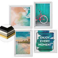 WANDBILDER 4er-Set - 50x50 cm & 40x60 cm Weißer Rahmen - Inspiration für ein Fahrrad mit Seeboot - Weiß, Kunststoff (50/50cm) - ArtPrintCave