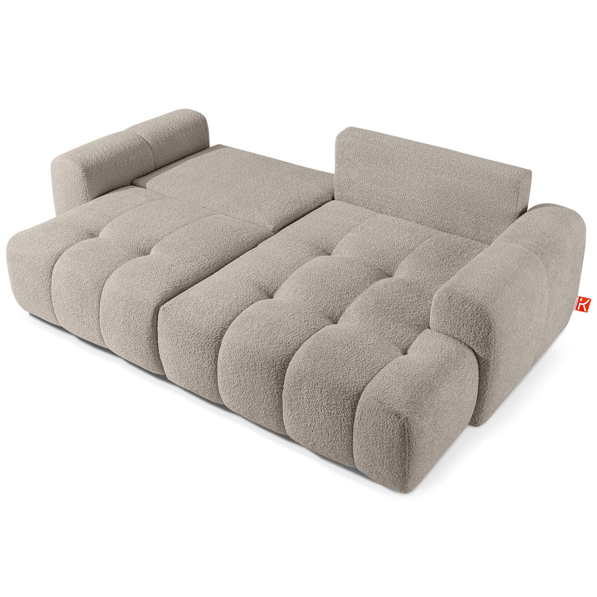 ECKSOFA RECHTS RAVIA, Bouclé, Grau - Grau, Holz/Textil (256/104cm) - KONSIMO®