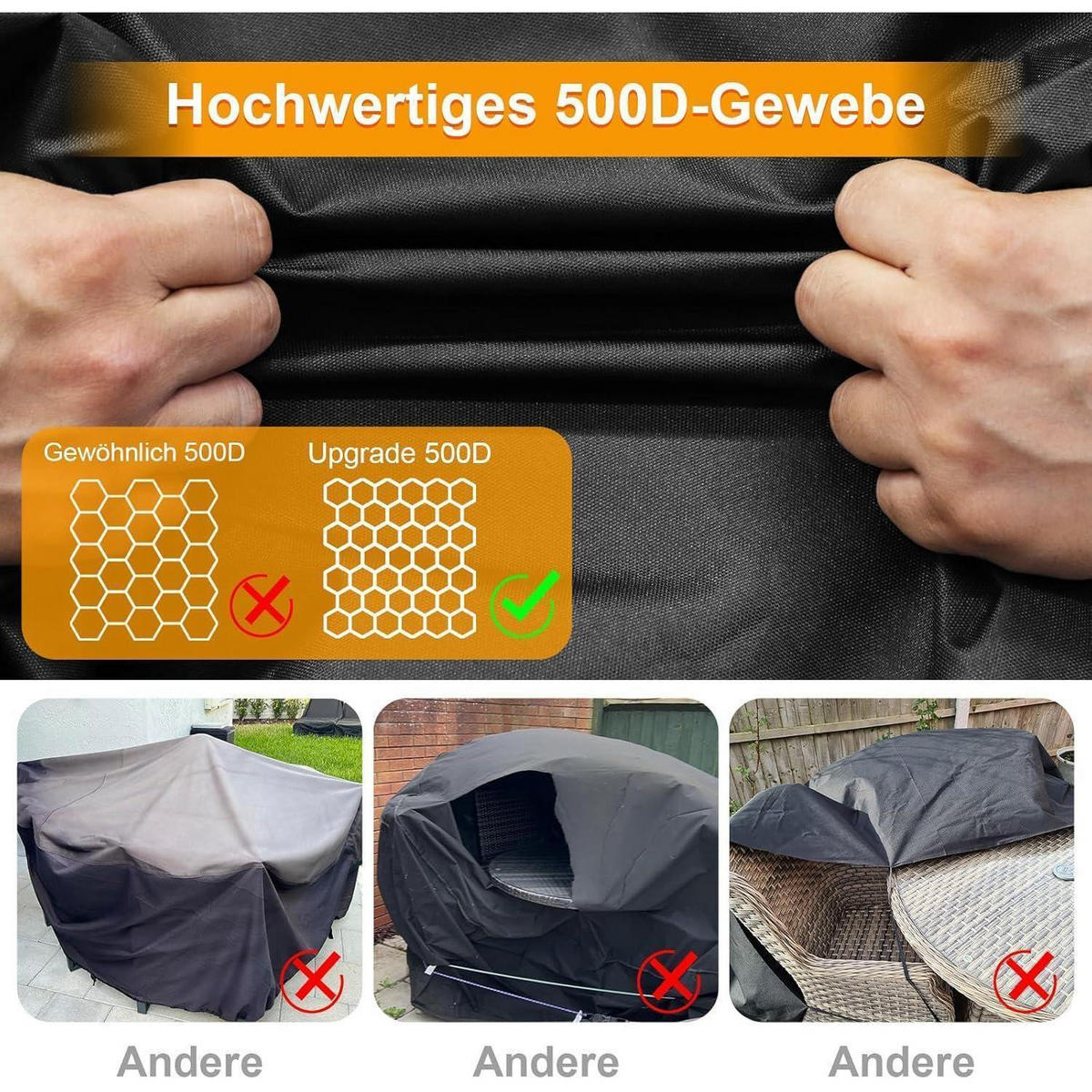 GARTENTISCH Abdeckung Rund Ø244x90cm Wasserdicht Winterfest - Schwarz, Kunststoff (244/71/244cm)