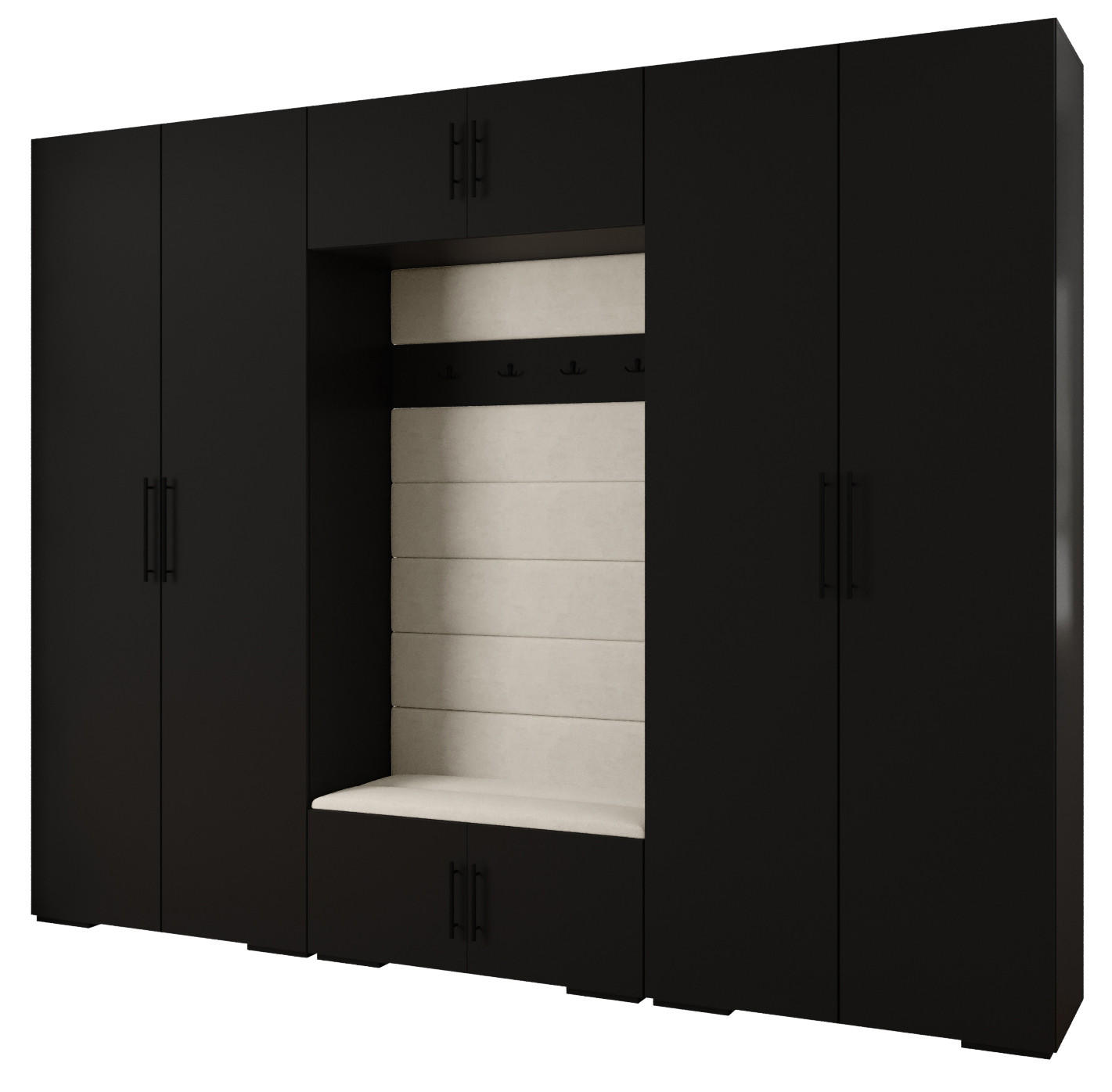 Abiks Möbel Garderoben-Set Schwarz, Beige, Schwarz 300x236.7x47 cm