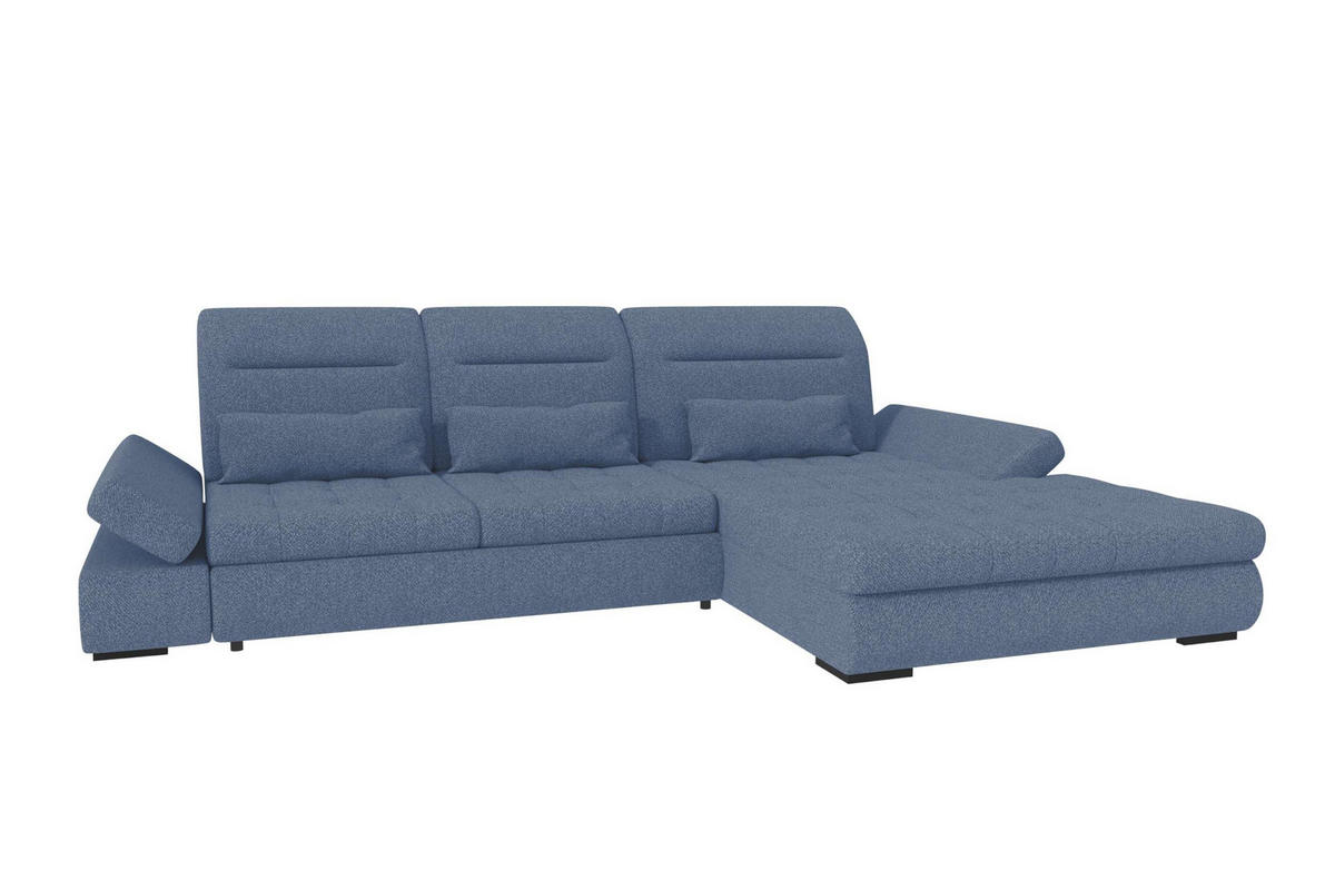 ECKSOFA Toscana Plus Strukturstoff inkl. Schlaffunktion - Blau, Textil (300/179cm) - 99rooms