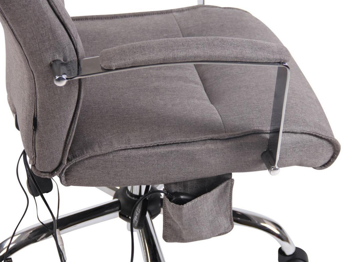 CHEFSESSEL Stoff grau - Chromfarben/Grau, Textil/Metall (63/114/72cm) - CLP