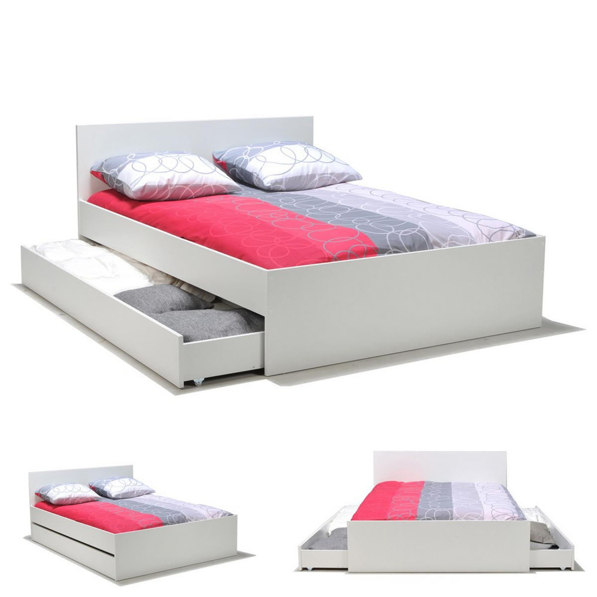 BETT OSLO mit Schubladen / Bett 160x200 - Weiß - Weiß, Holzwerkstoff (160/200cm) - Weber Industries