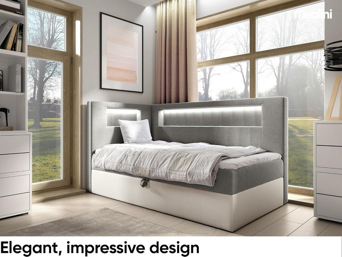 KINDERBETT GARETH 3 - Weiß/Grau, Holzwerkstoff (93/212cm) - Meblini