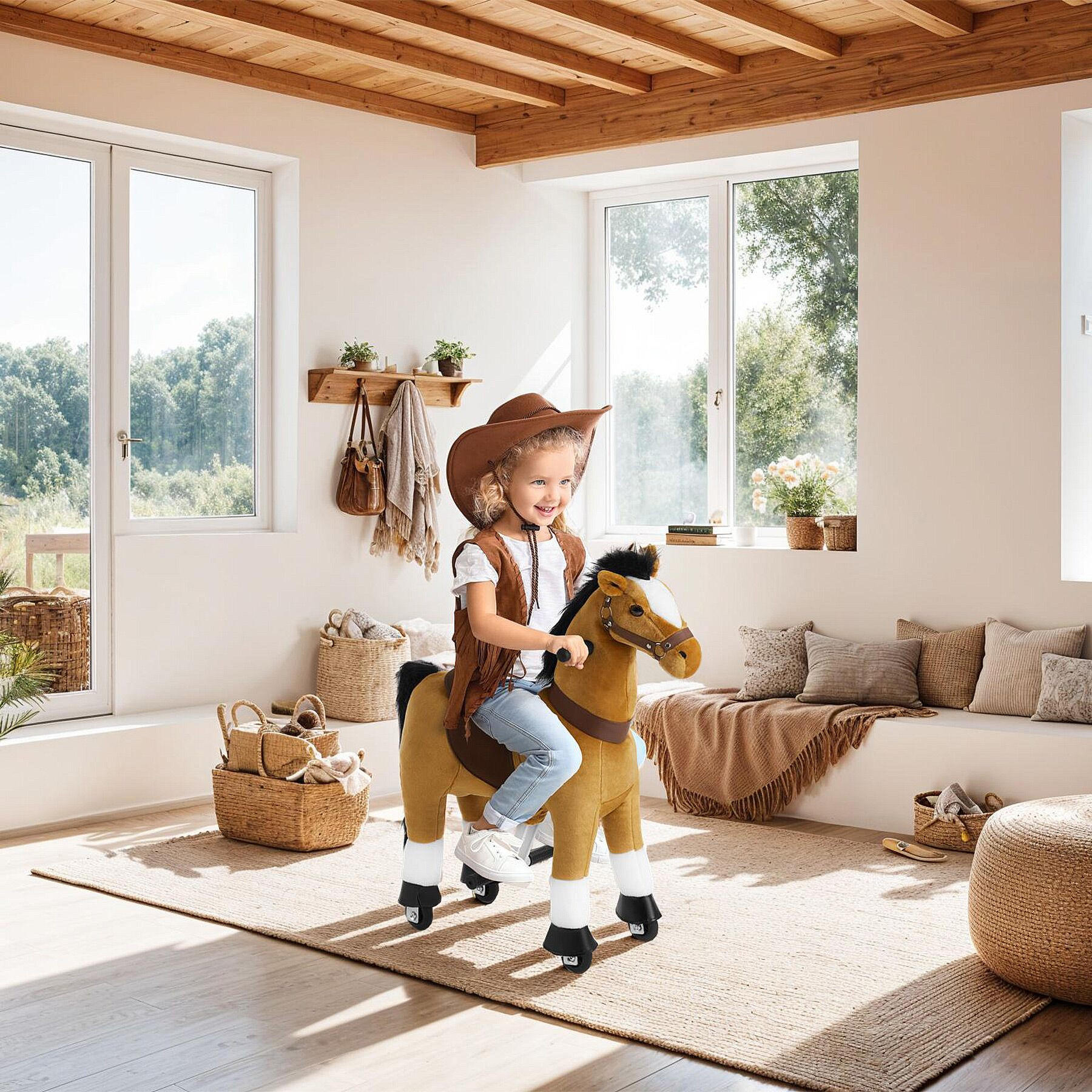 Thumbnail - tectake Schaukelpferd, Hellbraun, Kunststoff, 29x85x76 cm, CE, Spielzeug, Babyspielzeug, Schaukeltiere & Hüpftiere