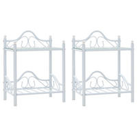 NACHTTISCH 2 Stk. mit 2 Ablagen 45/30,5/60 cm aus Stahl Und Hartglas in Weiß - Weiß, Metall (45/60/30.5cm) - vidaXL