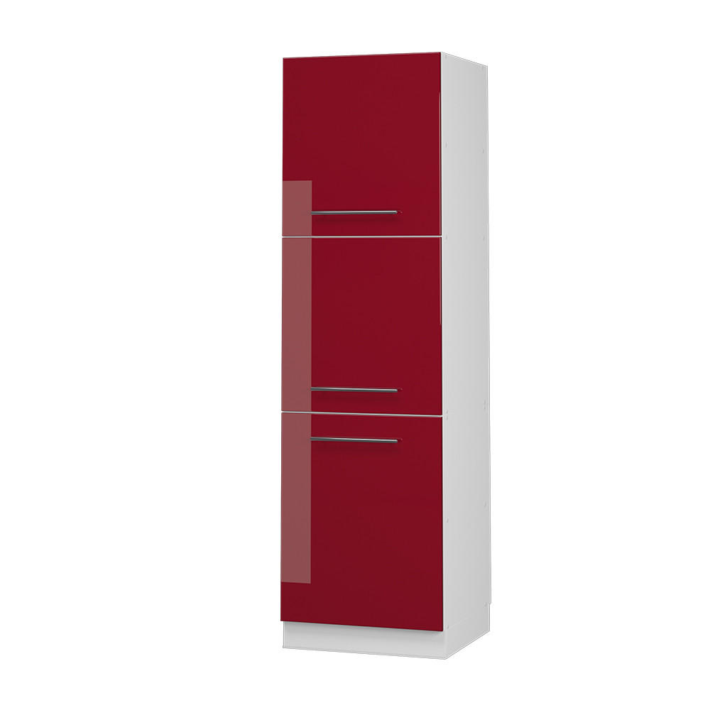HERDUMBAUSCHRANK Fame-Line Bordeaux Hochglanz 60 cm - Bordeaux/Weiß, Holzwerkstoff (60/206.8/58cm) - Vicco