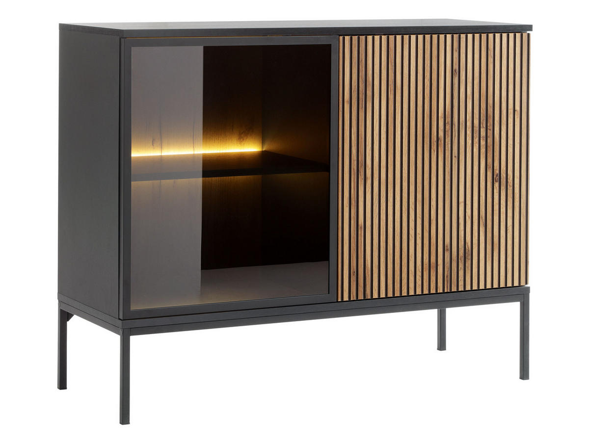 KOMMODE Sento K104 - Eiche Wotan/Schwarz, Holzwerkstoff/Metall (104/83/39cm) - MIRJAN24