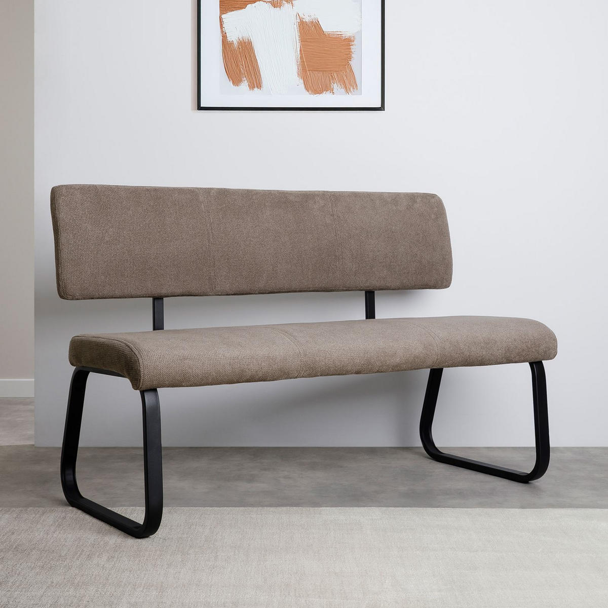 ESSZIMMERBANK VILAS hellbraun - Hellbraun, Textil/Metall (135/87/56cm) - IDIMEX