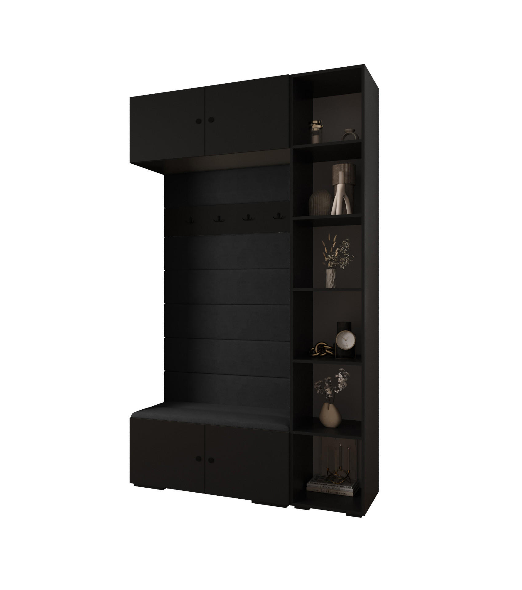 Abiks Möbel Garderoben-Set Schwarz, Schwarz, Schwarz 140x236.7x47 cm
