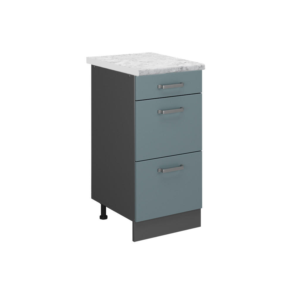 SCHUBLADENSCHRANK R-Line Blau-Grau 40 cm AP Marmor - Anthrazit/Blaugrau, Holzwerkstoff (40/81.6/60cm) - Vicco