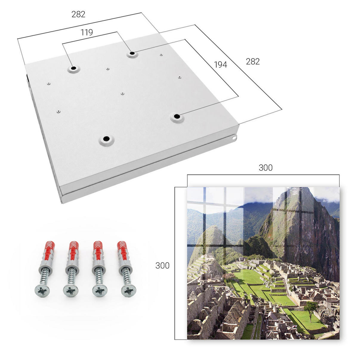 SCHLÜSSELBOX Weiß 30x30 cm – Türöffnung nach rechts - Bergstadt - Grün, Metall (30/30/5cm) - TULUP