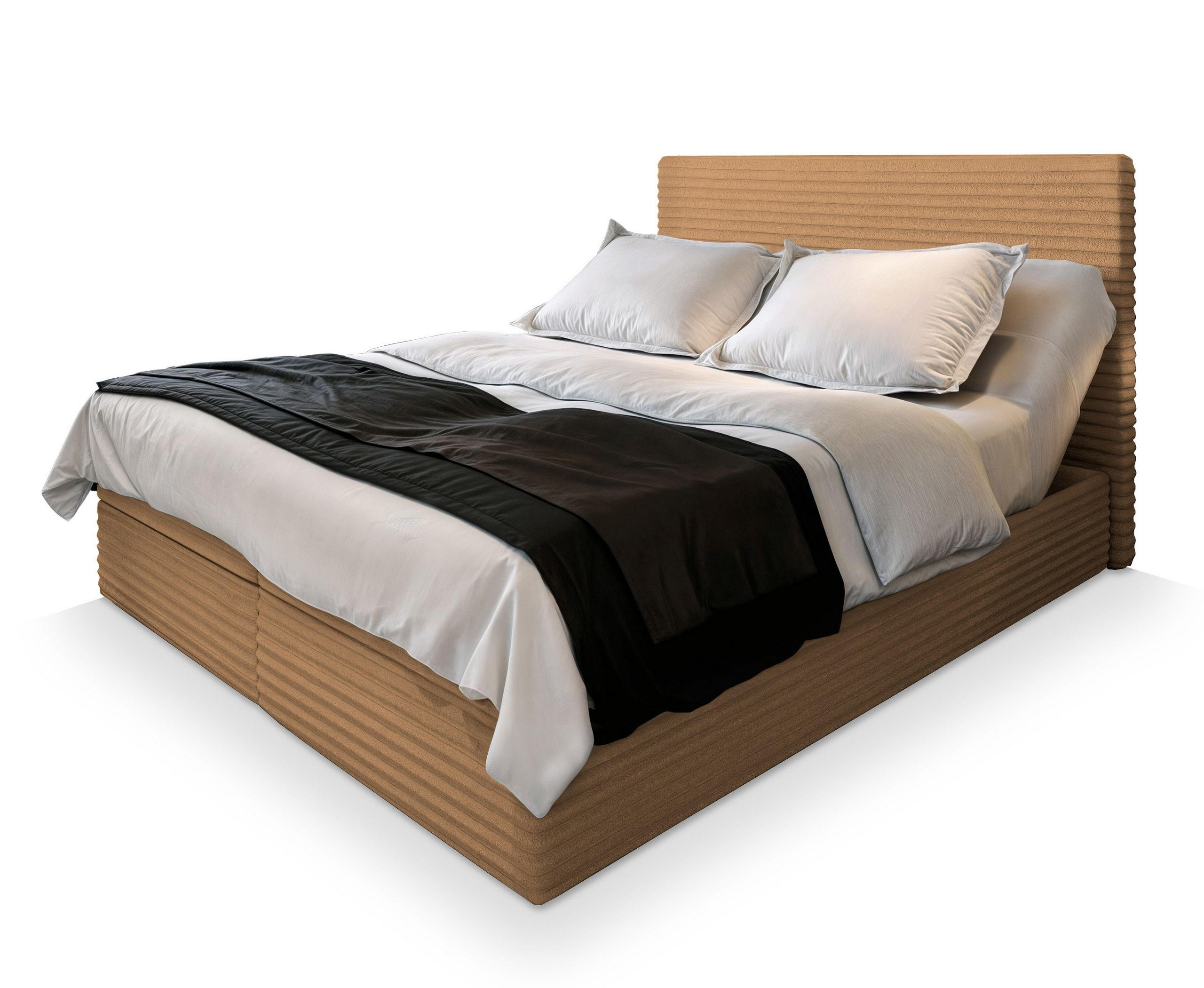 POSTEL BOXSPRING MILARA 140x200 cm, s matrací a úložným prostorem, hnědá - hnědá, kompozitní dřevo/textil (140/200cm) - MASSENO