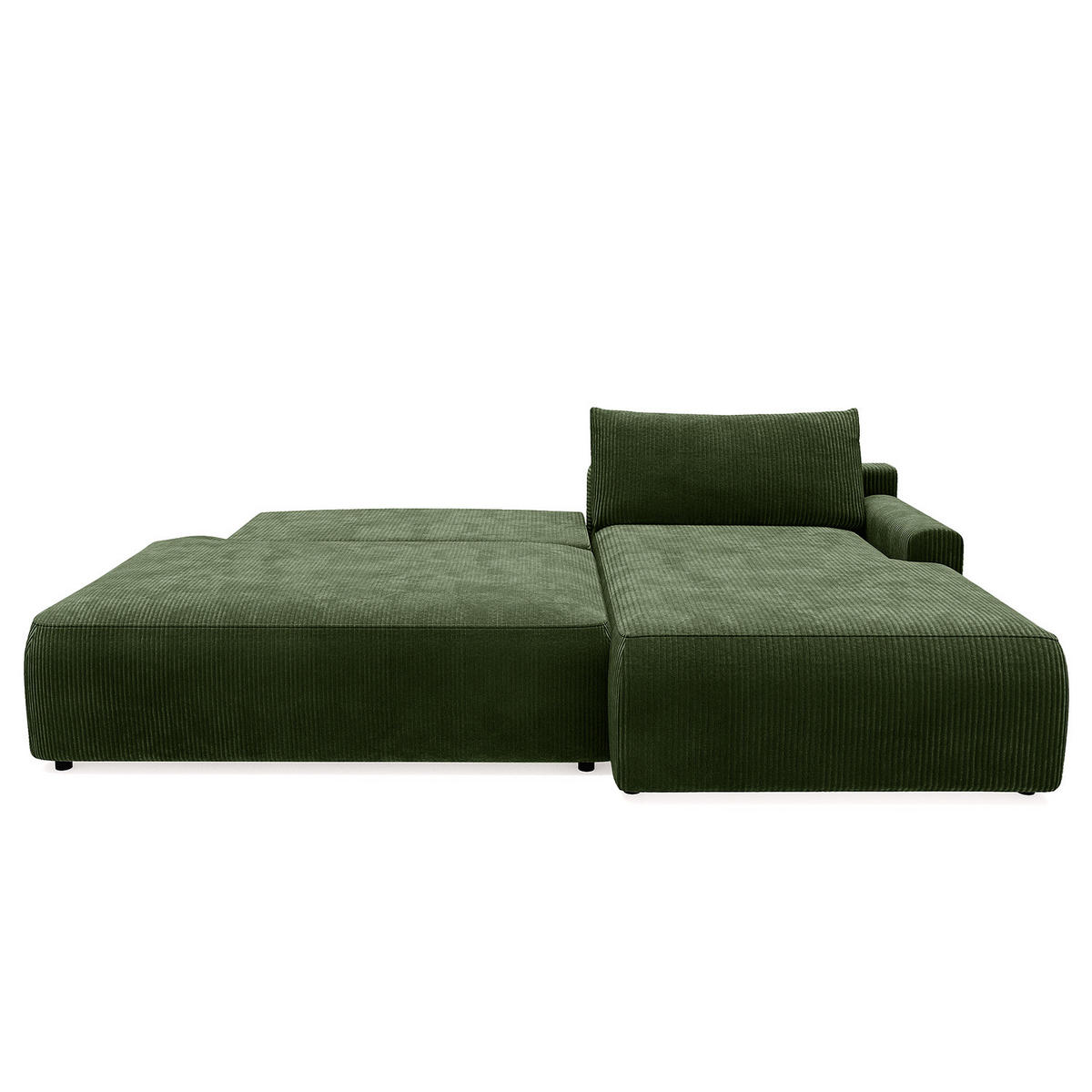 ECKSOFA mit Schlaffunktion - Longchair - Schwarz/Grün, Kunststoff/Textil (253/167cm) - home24