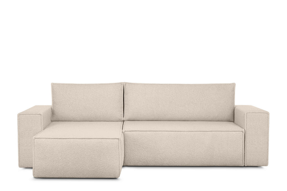ECKSCHLAFSOFA-LINKS/RECHTS NAPI II in Pet Friendly Stoff, elfenbein - Creme/Weiß, Textil (262/148cm) - KONSIMO®
