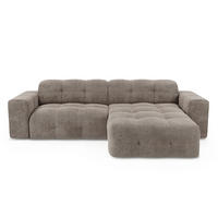 ECKSOFA RECHTS Samt Taupe 230cm - Taupe, Textil (230/155cm) - Sia Home